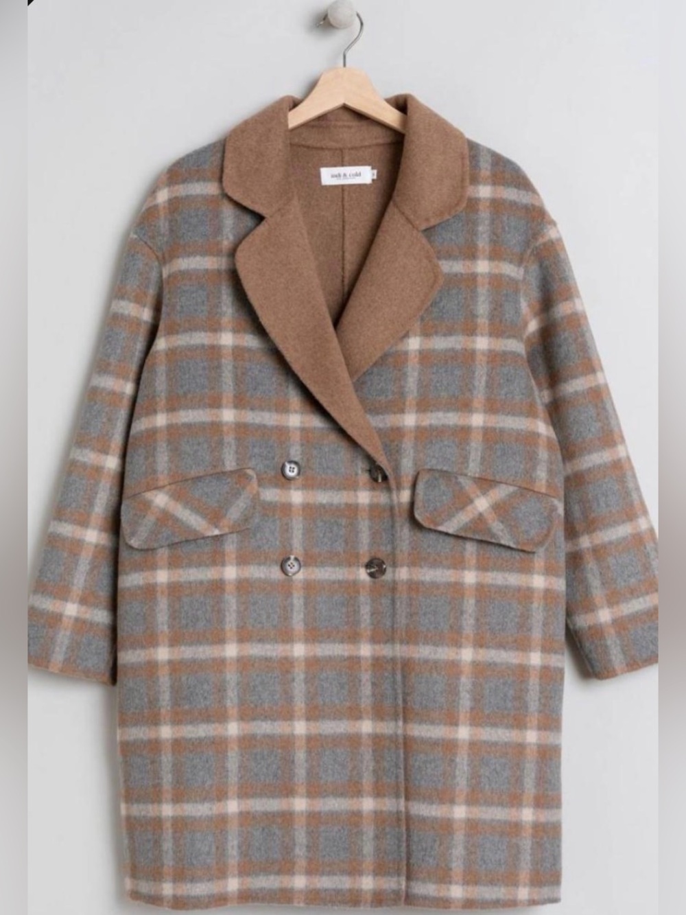 Indi and Cold Checked Wool-Blend Double-Breasted Coat - Brown & Gray - European